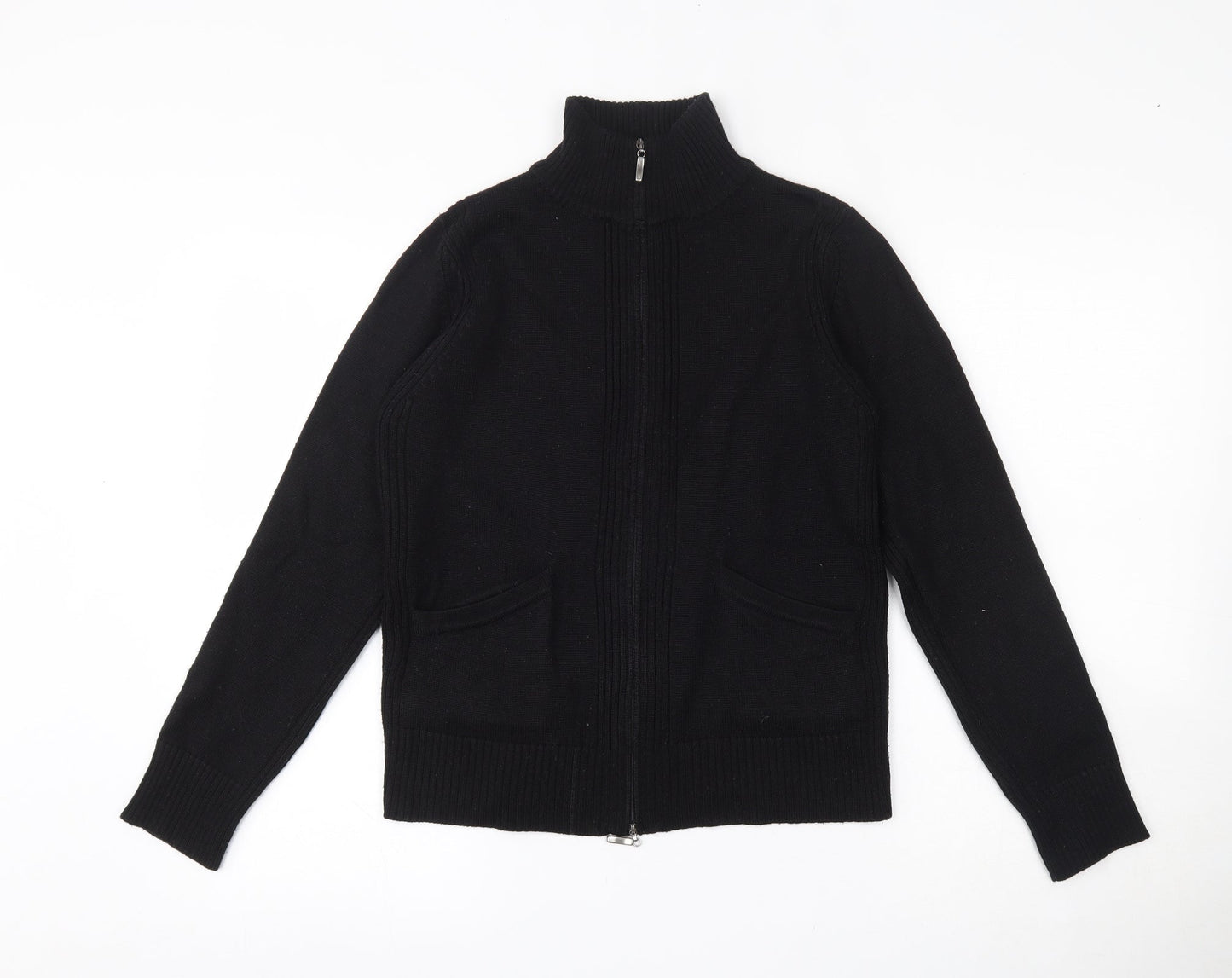 Lakeland Womens Black High Neck Ramie Full Zip Jumper Size 12
