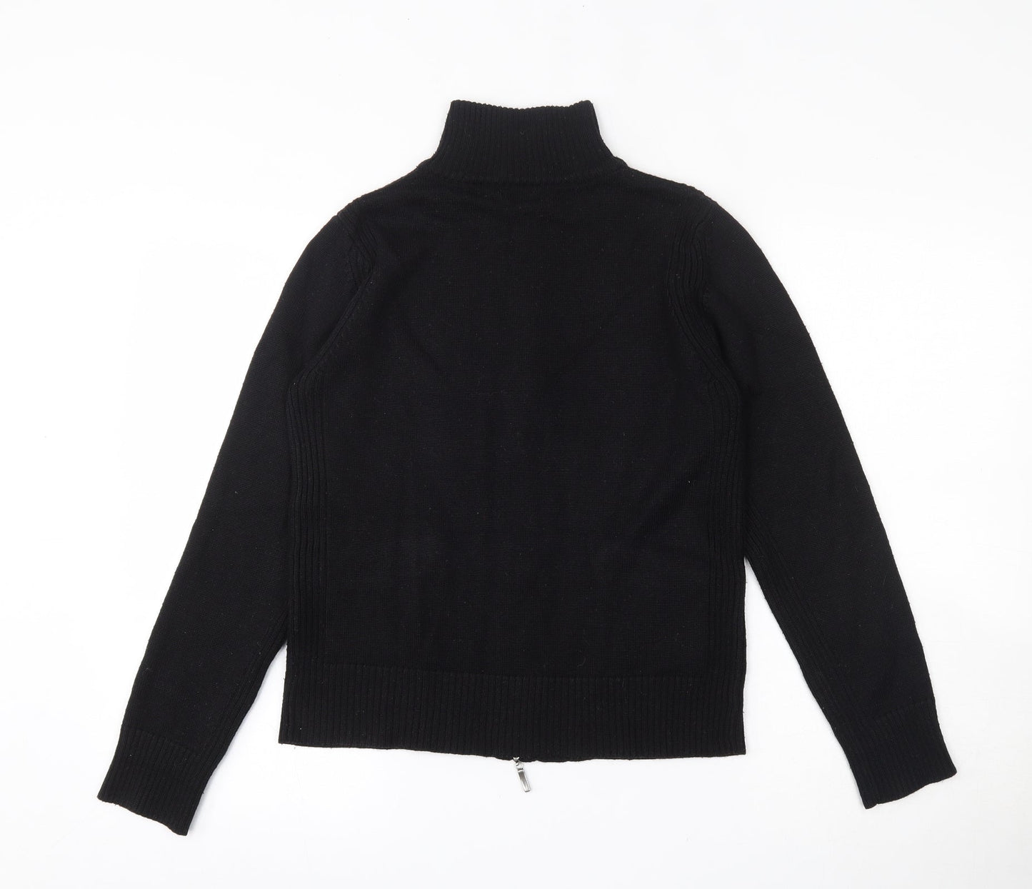 Lakeland Womens Black High Neck Ramie Full Zip Jumper Size 12