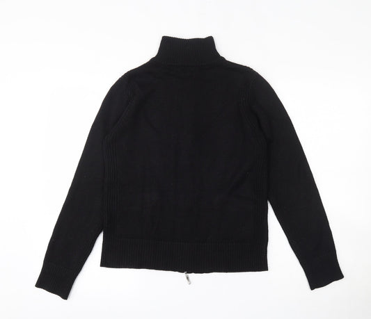 Lakeland Womens Black High Neck  Ramie Full Zip Jumper Size 12
