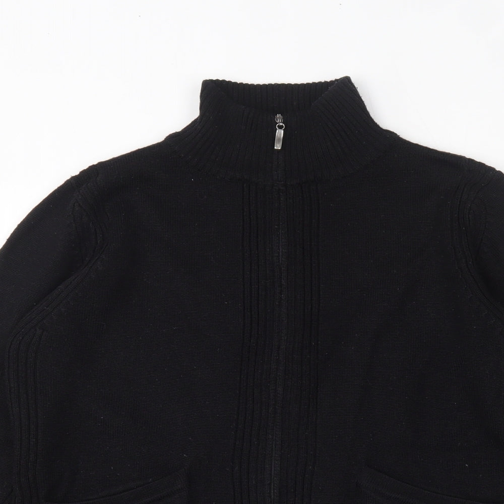 Lakeland Womens Black High Neck Ramie Full Zip Jumper Size 12