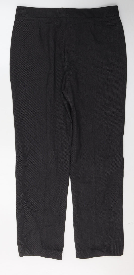 Marks and Spencer Womens Grey Polyester Trousers Size 12 L28 in Regular Button