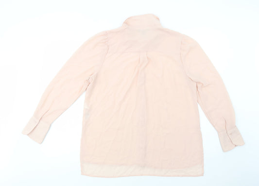 New Look Womens Pink Polyester Basic Button-Up Size 14 Collared