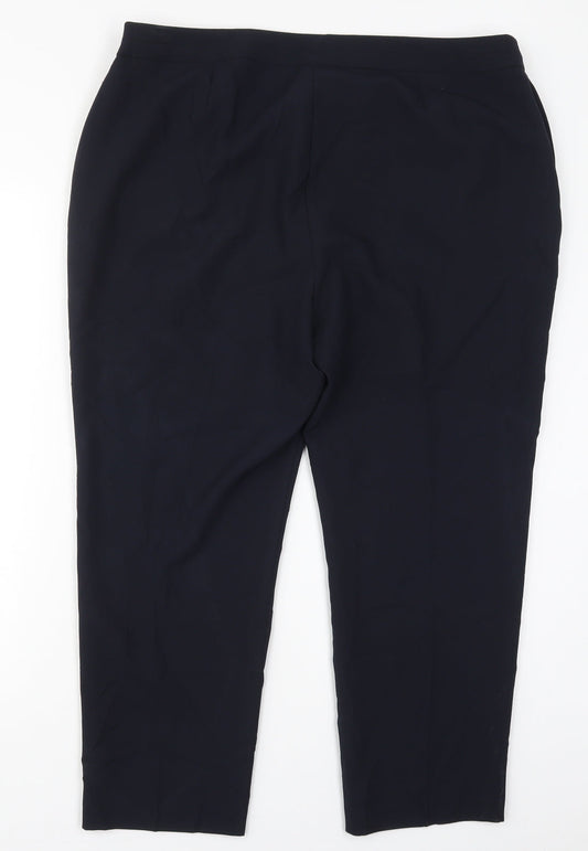 Preworn Womens Blue Polyester Trousers Size 18 L24.5 in Regular Hook & Eye