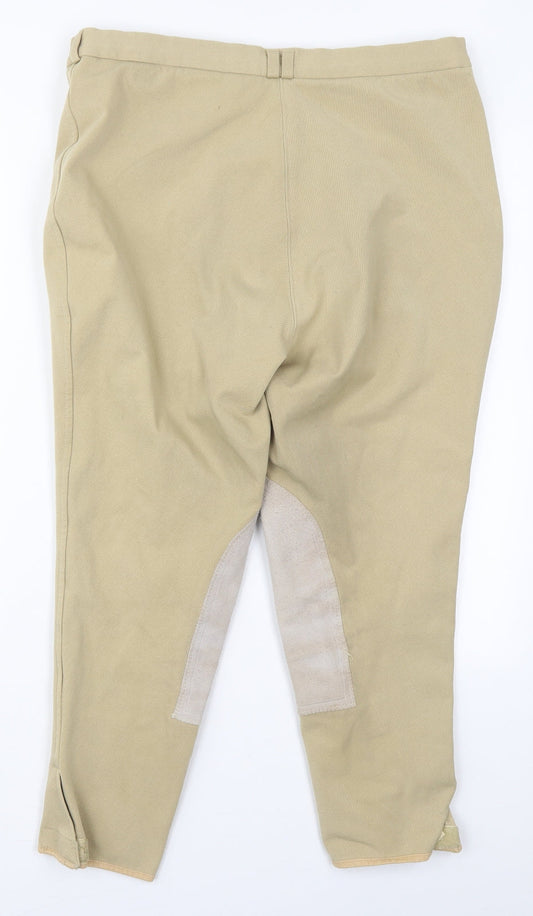 Caldene Womens Beige Polyester Cropped Trousers Size 32 in L24 in Regular Hook & Eye - Horse Riding