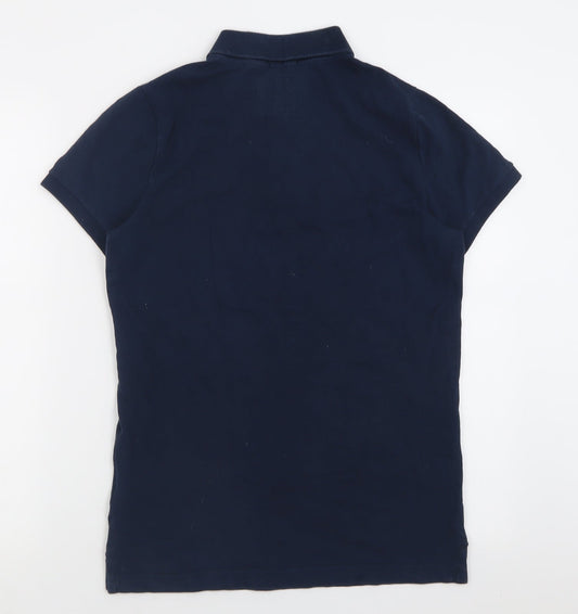 Hollister Mens Blue Cotton Polo Size S Collared Button