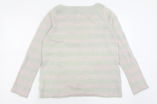 Gap Womens Green Boat Neck Striped Wool Pullover Jumper Size S