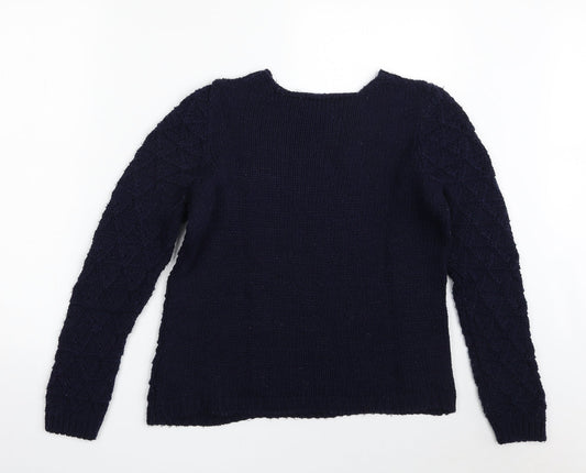 Debenhams Womens Blue Scoop Neck Acrylic Pullover Jumper Size 12