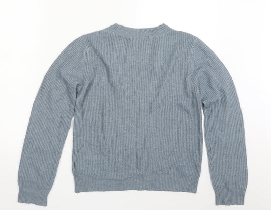 Marks and Spencer Womens Blue Crew Neck Acrylic Pullover Jumper Size 8