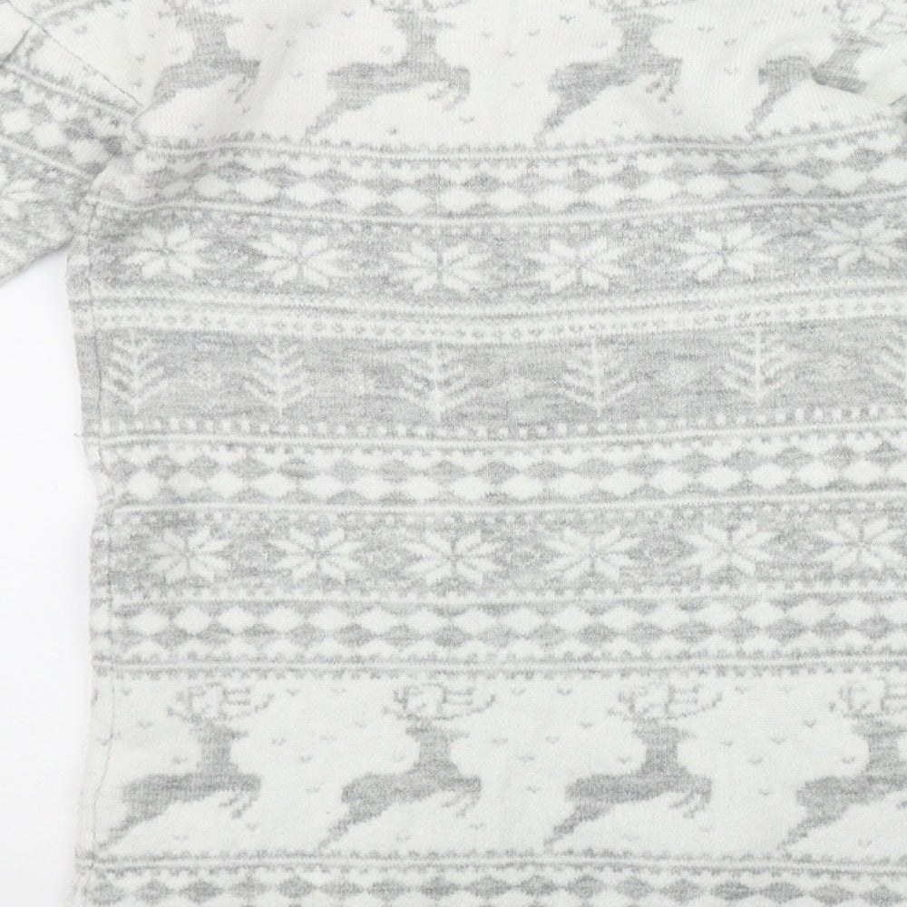 TU Girls Grey Fair Isle Acrylic Jumper Dress Size 8 Years Round Neck