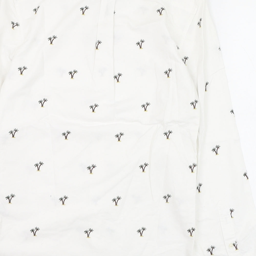 Jack Wills Mens White  Cotton  Dress Shirt Size XS Collared Button - Palm Tree