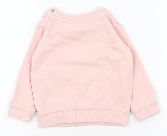 Peacocks Girls Pink Cotton Pullover Jumper Size 3-6 Months Snap