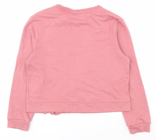 George Girls Pink Cotton Pullover Sweatshirt Size 10-11 Years Pullover - Tie at bottom