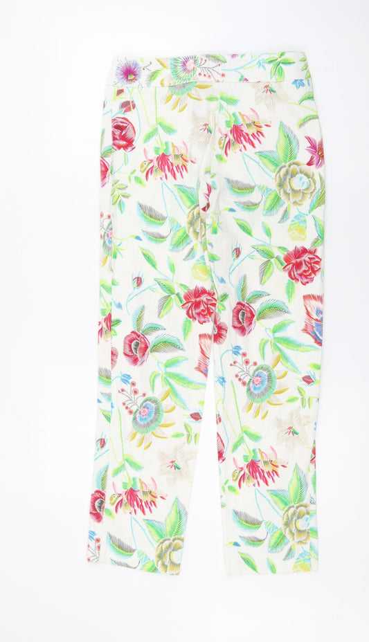 Darel Blue Womens White Floral Cotton Skinny Jeans Size 8 L25 in Regular Button