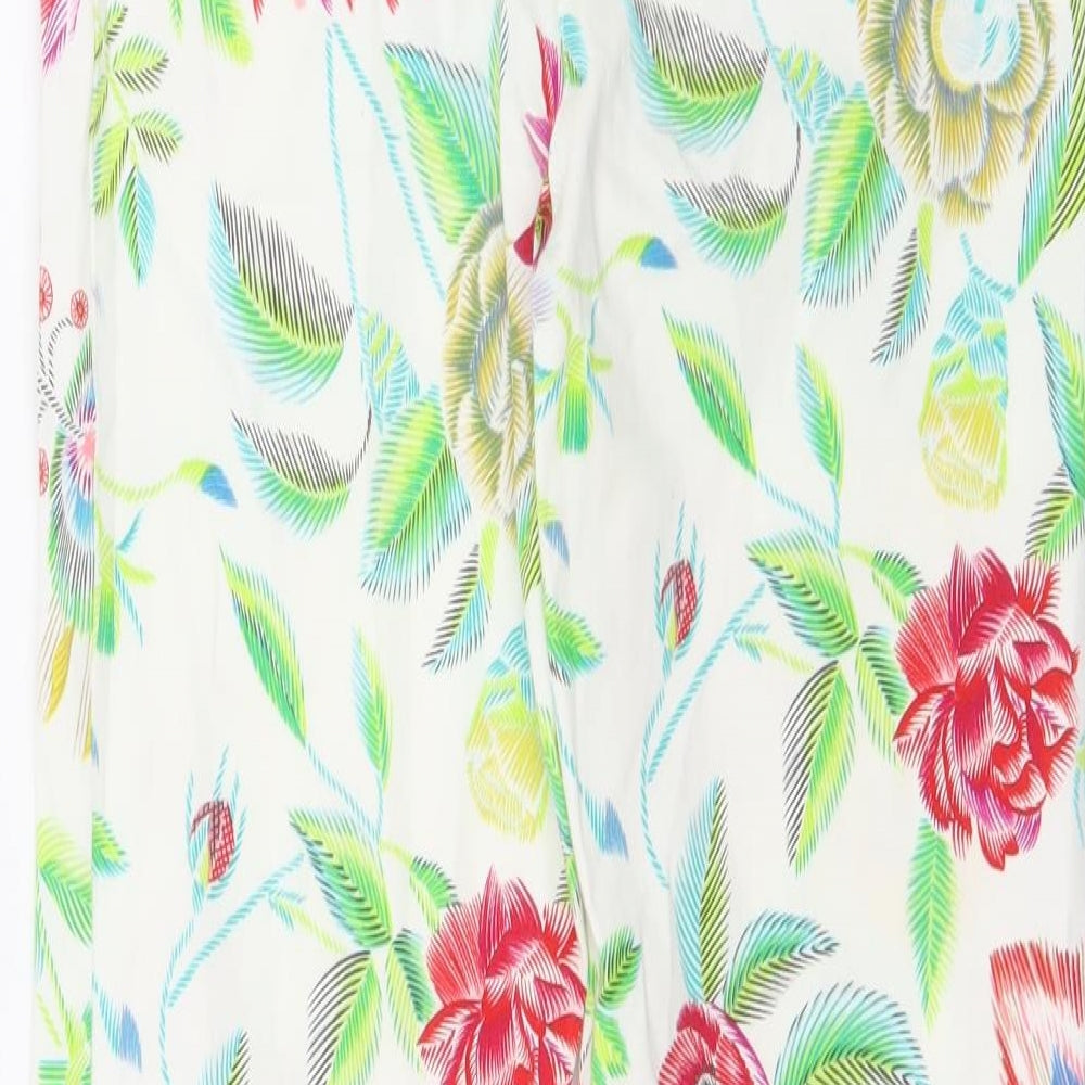 Darel Blue Womens White Floral Cotton Skinny Jeans Size 8 L25 in Regular Button