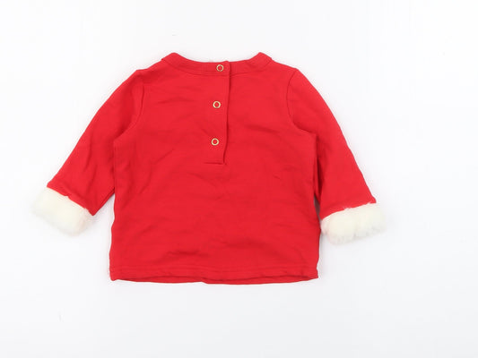 Disney Baby Baby Red Cotton Pullover Jumper Size 6-9 Months Snap - Mickey Goofy