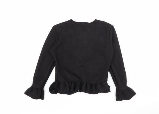 Prague Womens Black Round Neck Polyester Cardigan Jumper Size 8