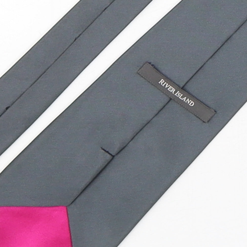 River Island Mens Grey Polyester Pointed Tie One Size