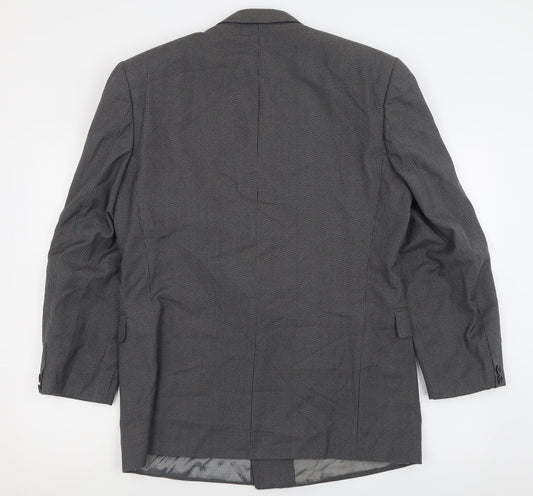 River Island Mens Grey Plaid Polyester Jacket Suit Jacket Size 38