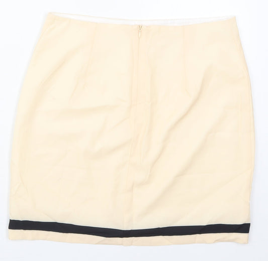 Preworn Womens Beige Striped Polyester Mini Skirt Size 29 in Zip