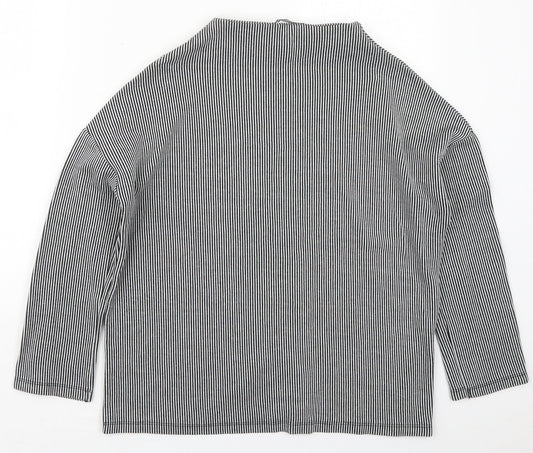 Zara Womens Black Striped Cotton Pullover Sweatshirt Size S Pullover