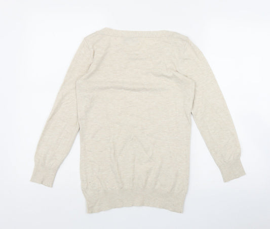 NEXT Womens Beige Round Neck Cotton Pullover Jumper Size 8