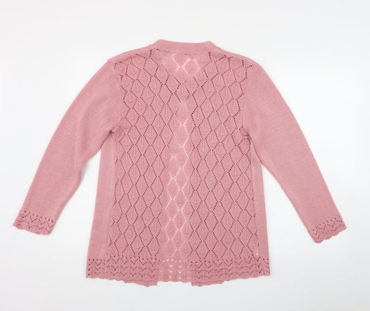 Lizzi Clarke Womens Pink Round Neck Acrylic Cardigan Jumper Size S