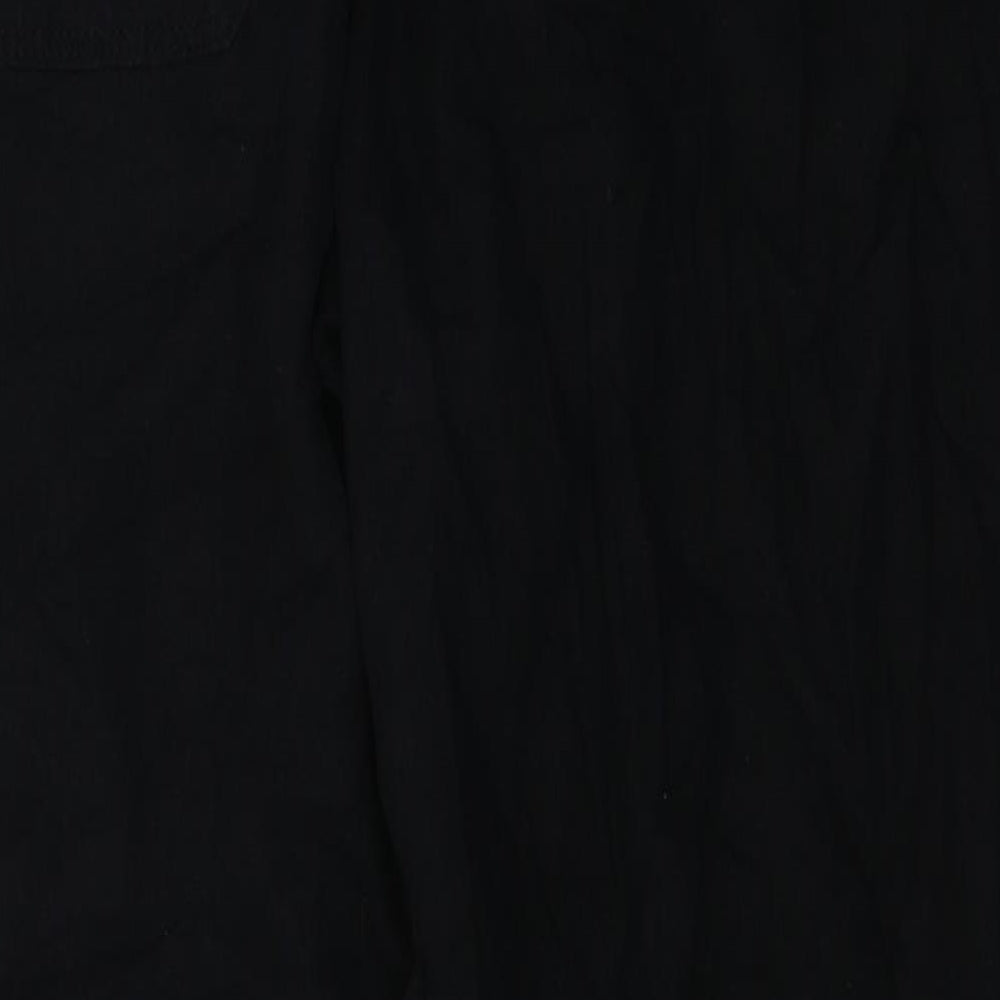 Marks and Spencer Womens Black Flax Trousers Size 4 L25 in Regular Tie