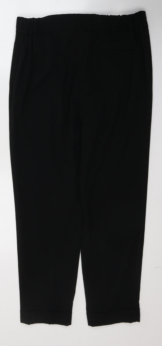 Marks and Spencer Womens Black Polyester Trousers Size 14 L27 in Regular Button