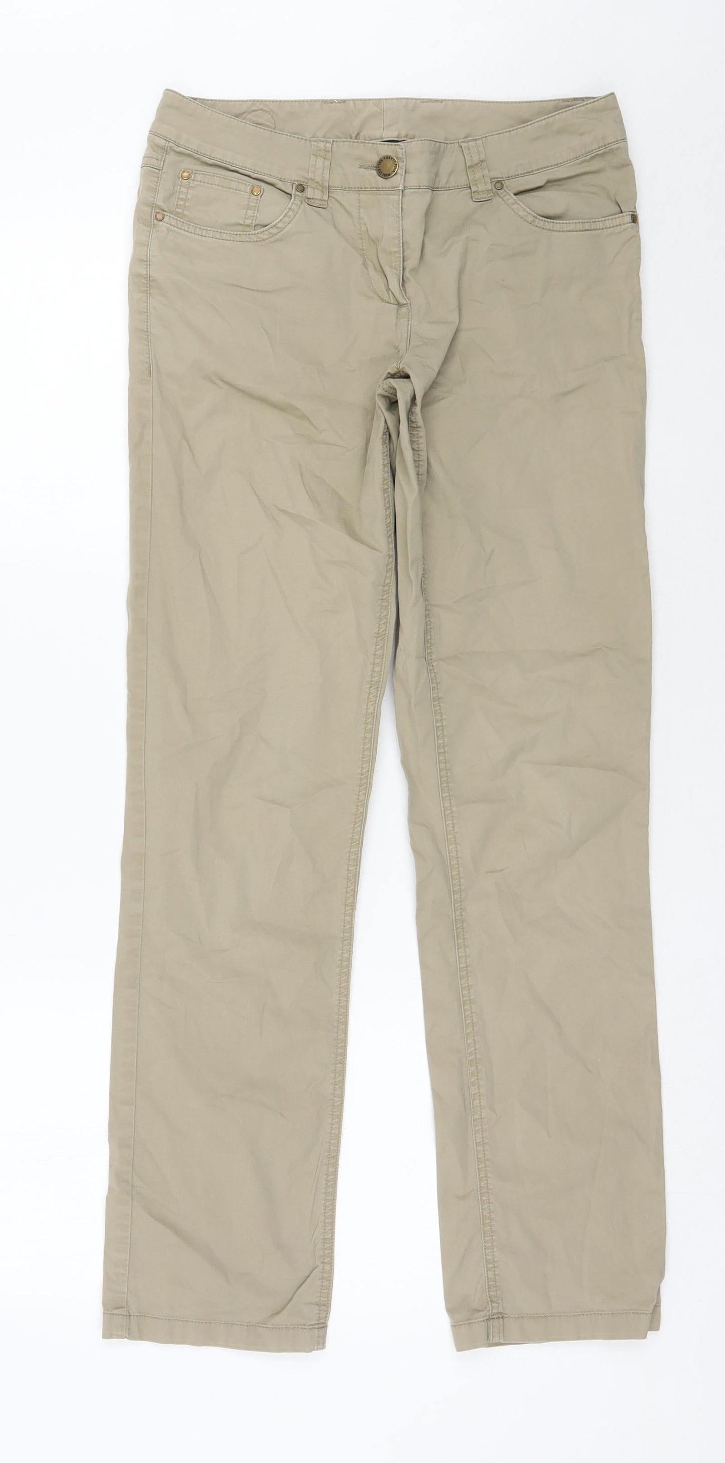Tog Twenty four Womens Beige Cotton Trousers Size 8 L30 in Regular Zip