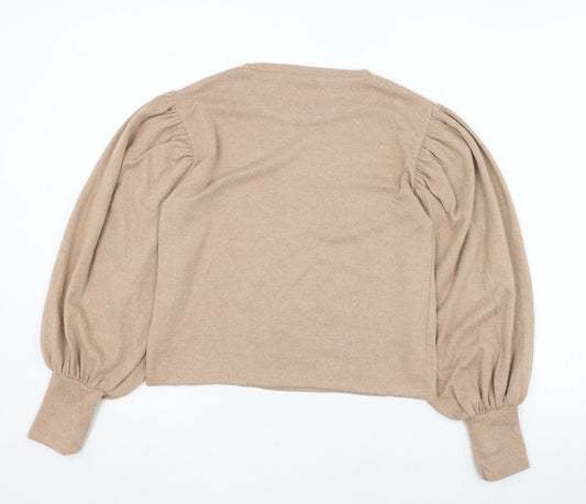 Zara Womens Brown Round Neck Polyester Pullover Jumper Size S