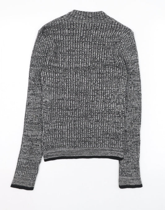 Topshop Womens Grey Round Neck Acrylic Pullover Jumper Size 6