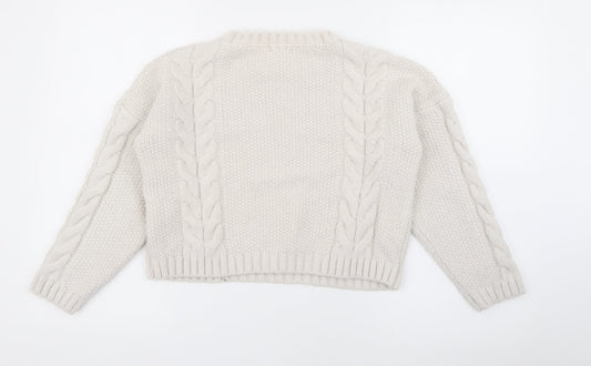 Primark Girls Ivory Crew Neck Acrylic Pullover Jumper Size 12-13 Years