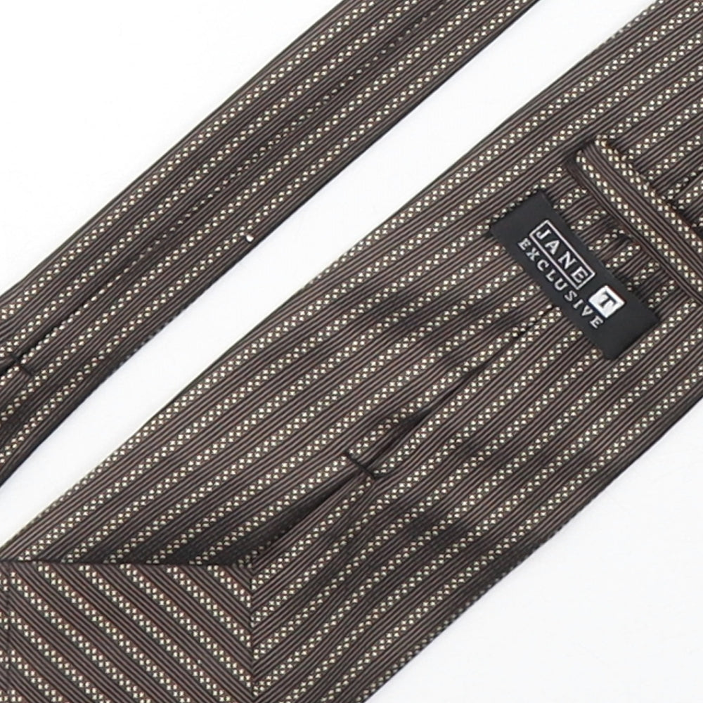 Jane Mens Brown Geometric Silk Pointed Tie One Size