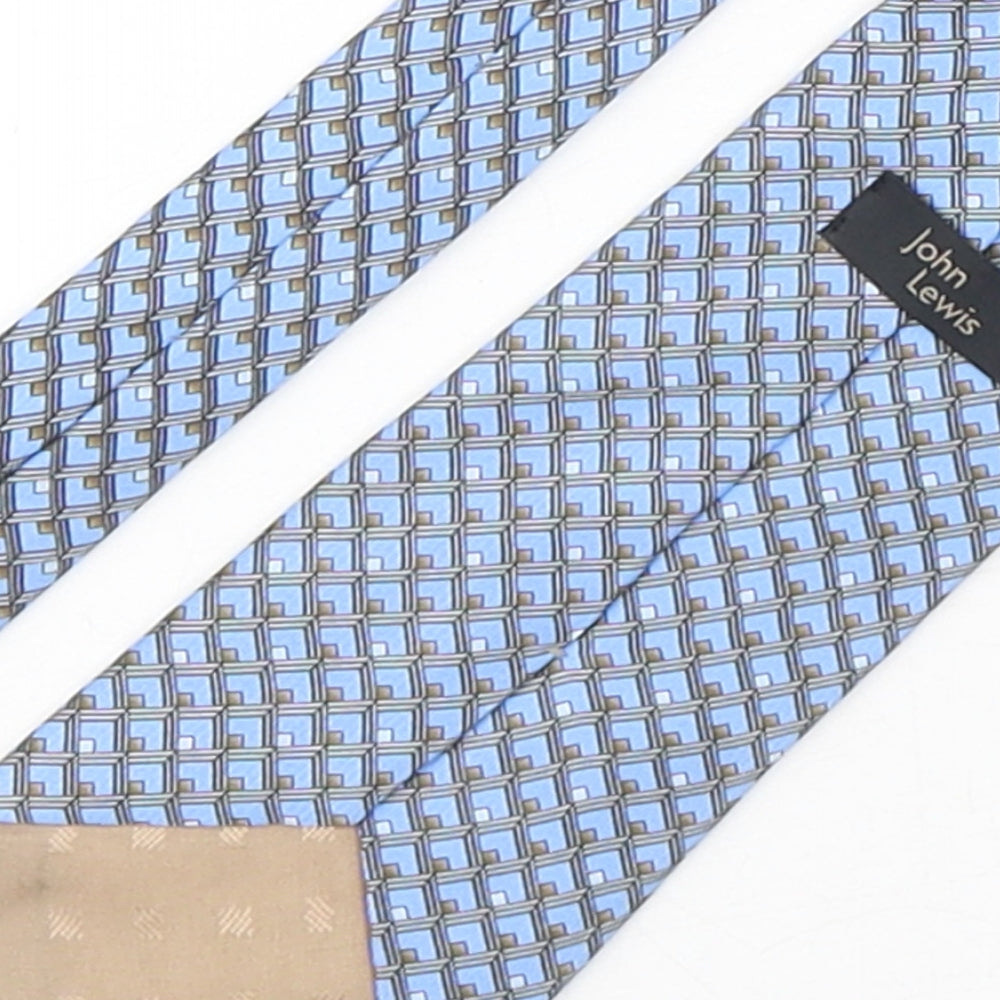 John Lewis Mens Blue Geometric Silk Pointed Tie One Size