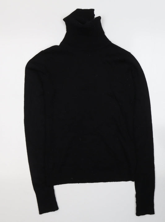 GREATPLAINS Womens Black Acrylic Jersey T-Shirt Size M Roll Neck