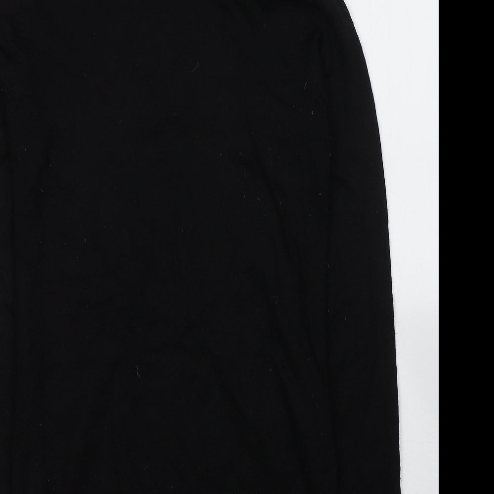 GREATPLAINS Womens Black Acrylic Jersey T-Shirt Size M Roll Neck