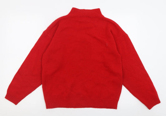 Fashion Force Mens Red High Neck Acrylic Pullover Jumper Size M - Christmas Jumper