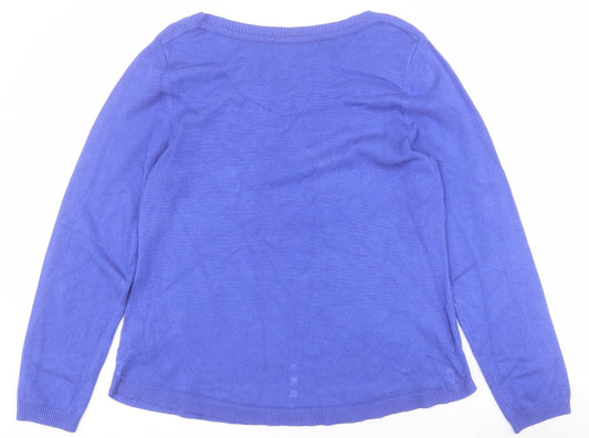 Bonmarche Womens Purple Round Neck Viscose Pullover Jumper Size 12