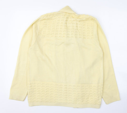 Emma Collection Womens Yellow V-Neck Acrylic Cardigan Jumper Size M - Size M/L