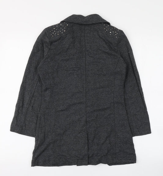 Denim & Co. Womens Grey Jacket Blazer Size 8 Button