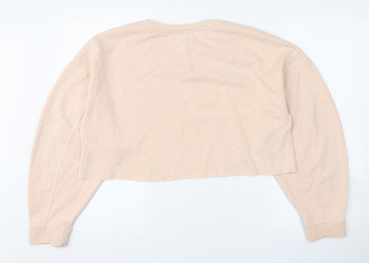 Zara Boys Pink Round Neck Cotton Pullover Jumper Size S - Cropped