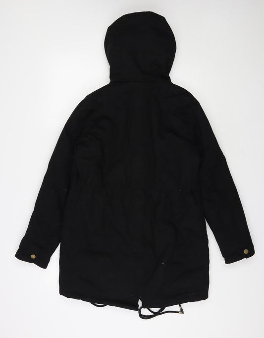 Boohoo Womens Black Parka Coat Size 8 Zip