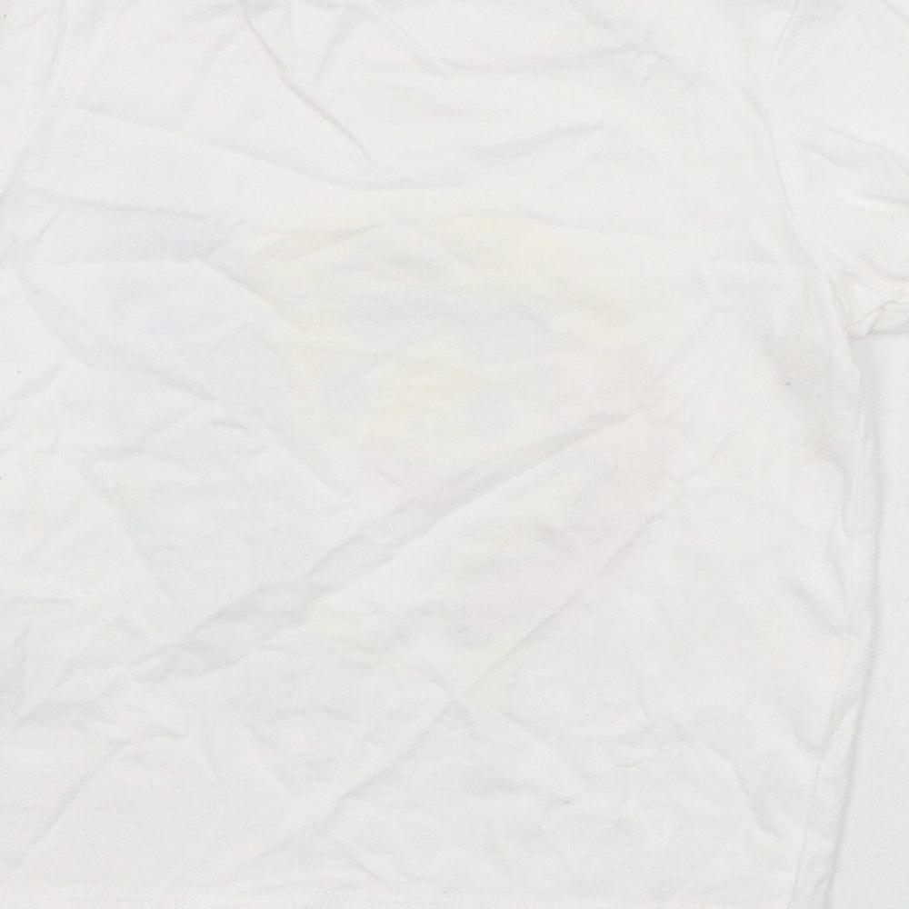 F&F Boys White Cotton Basic T-Shirt Size 6-9 Months Round Neck Pullover - Baby Shark