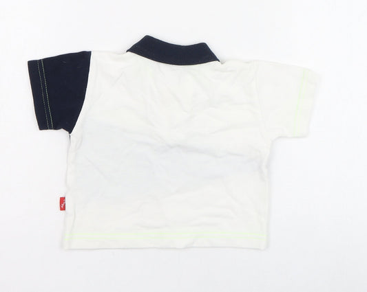 Whoopi Boys White Polyester Basic T-Shirt Size 6-9 Months Collared Pullover