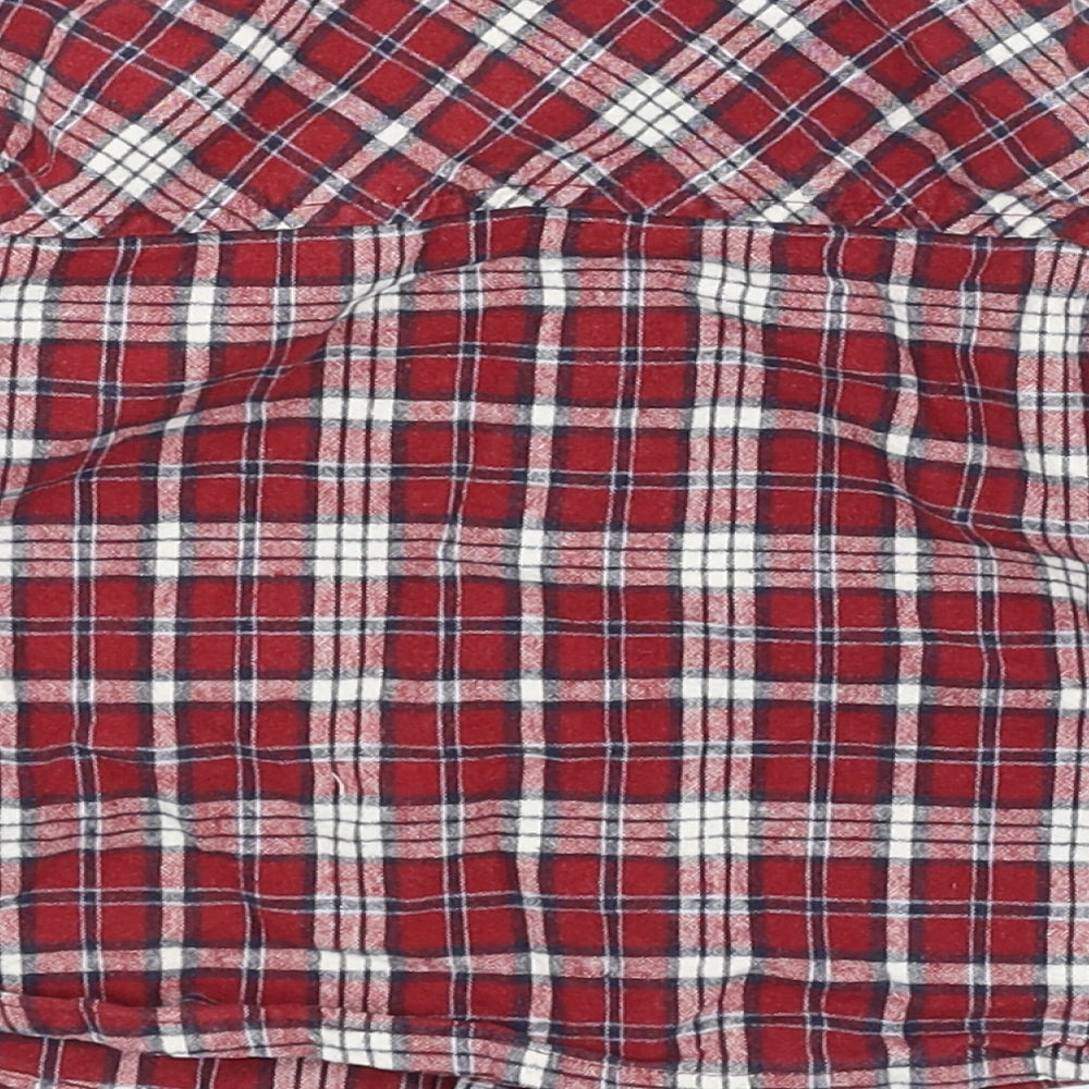 Nanette Boys Red Check Cotton Basic Button-Up Size 18-24 Months Collared Button