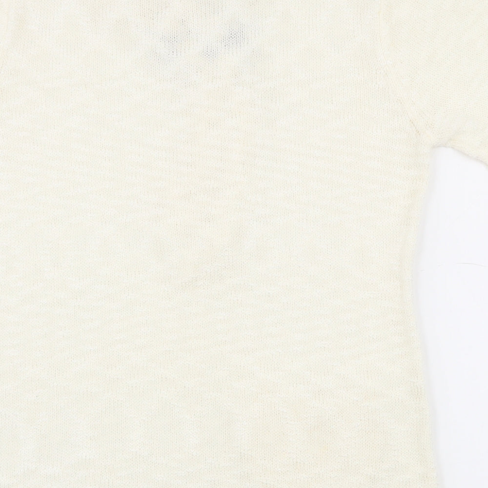 Casamia Womens Ivory Round Neck Acrylic Pullover Jumper Size S