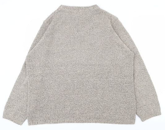 Pure and Natural Mens Beige Crew Neck Acrylic Pullover Jumper Size M