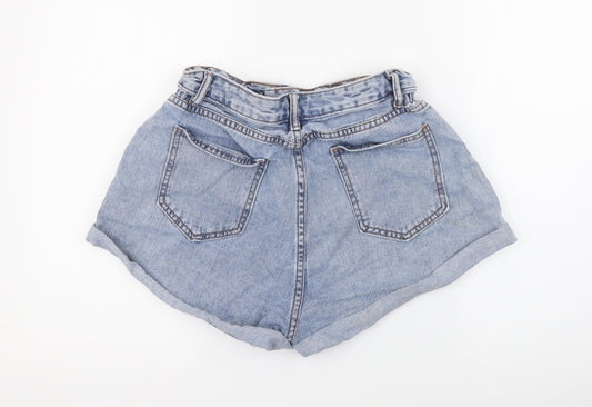 SheIn Womens Blue Cotton Hot Pants Shorts Size M Regular Button