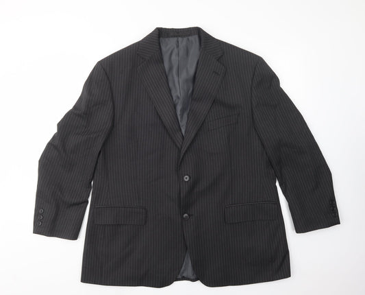 Impressions Mens Grey Striped Jacket Blazer Size L Button
