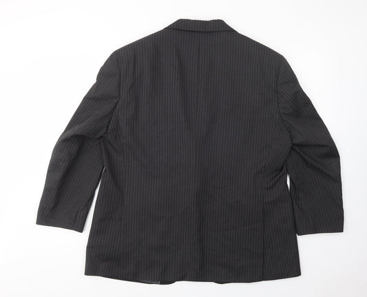 Impressions Mens Grey Striped Jacket Blazer Size L Button